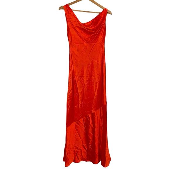 Staud Ashanti One Shoulder Draped Satin Maxi Dress In Red Medium NWT - Picture 3 of 7